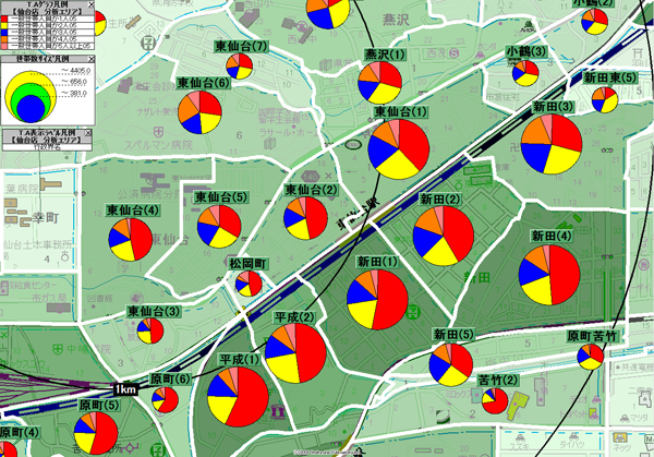 画像：グラフ表示機能｜地図上にグラフを表示させて商圏情報を可視化