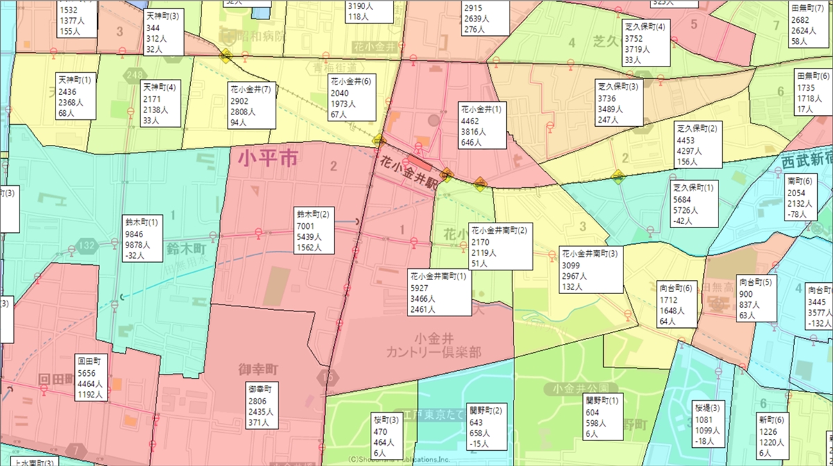 小平市 花小金井駅の例