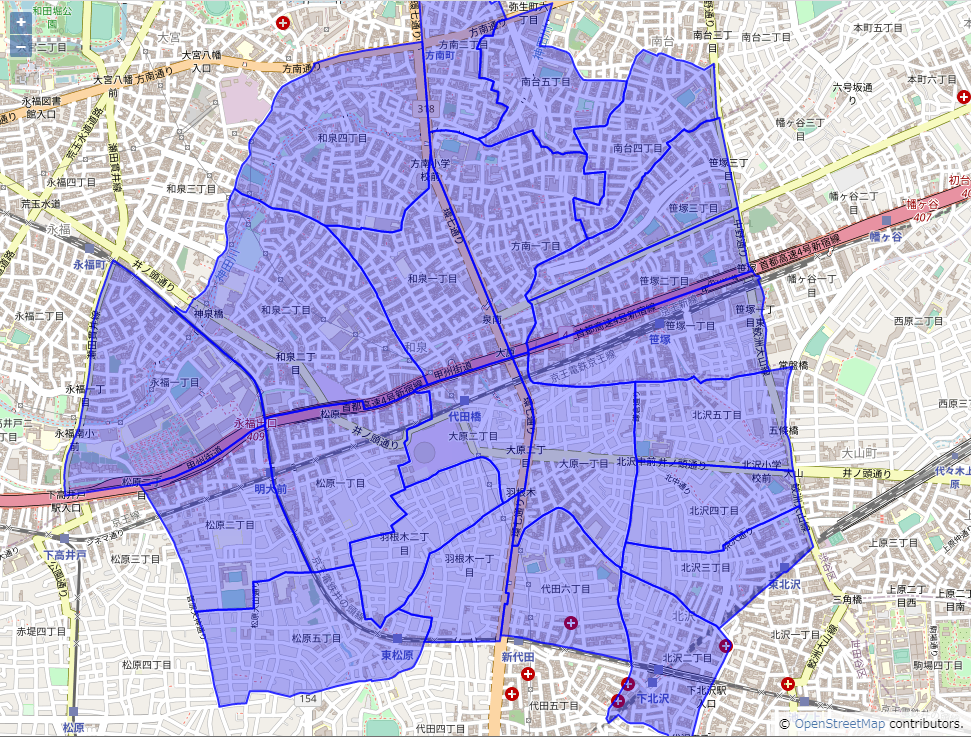 TerraMap API　OpenStreetMapにエリア情報を表示